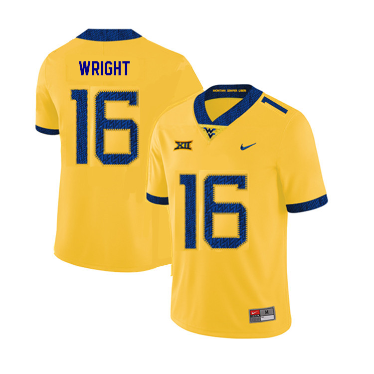 NCAA Men's Winston Wright West Virginia Mountaineers Yellow #16 Nike Stitched Football College 2019 Authentic Jersey MZ23E30QU
